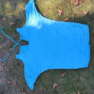 Cute blue large top with slits for showing more shoulders/arms